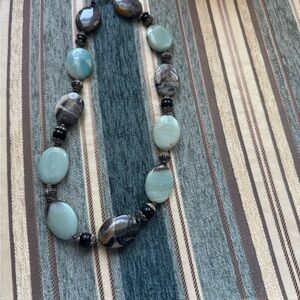 Chic Aqua and Black Beaded Necklace